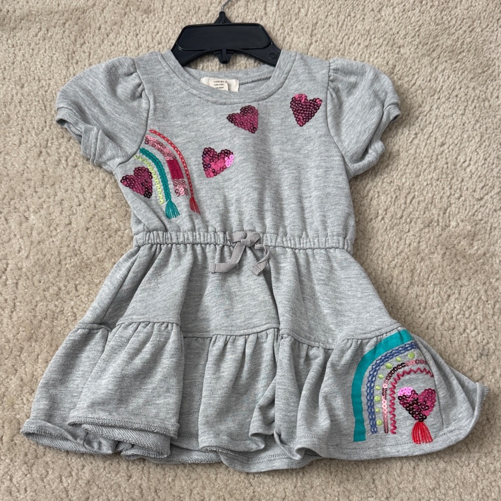 Peek Gray Dress with Rainbow and Heart Details - Size 4T